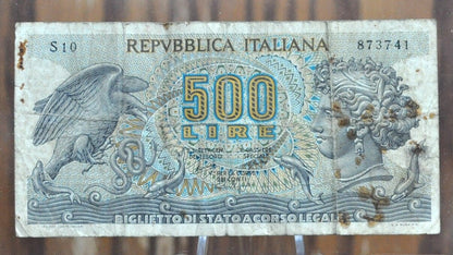 1966 Repubblica Italiana 500 Lire Italian Banknote - 1966 Italy Five Hundred Lire Banknote 1966 P#93a