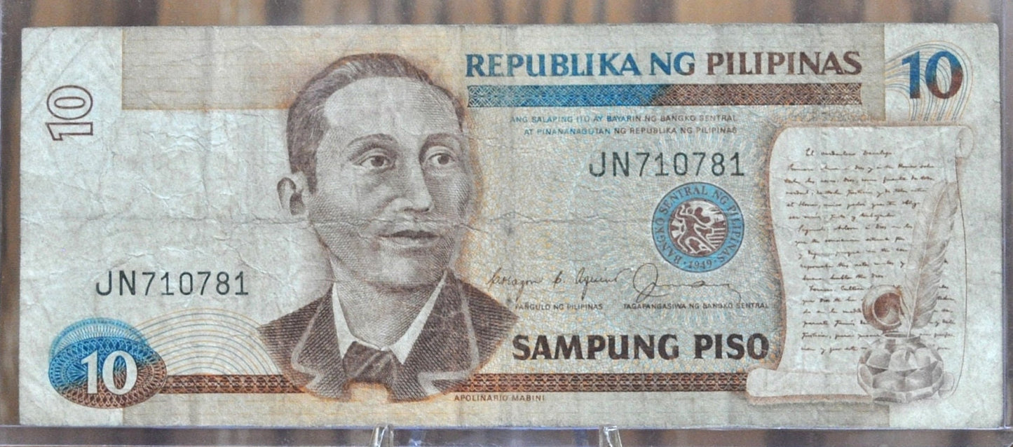 1985-93 Philippines 10 Piso Banknote - Central Bank of the Philippines - 10 Piso Philippines Banknote 1985-93 P#169c