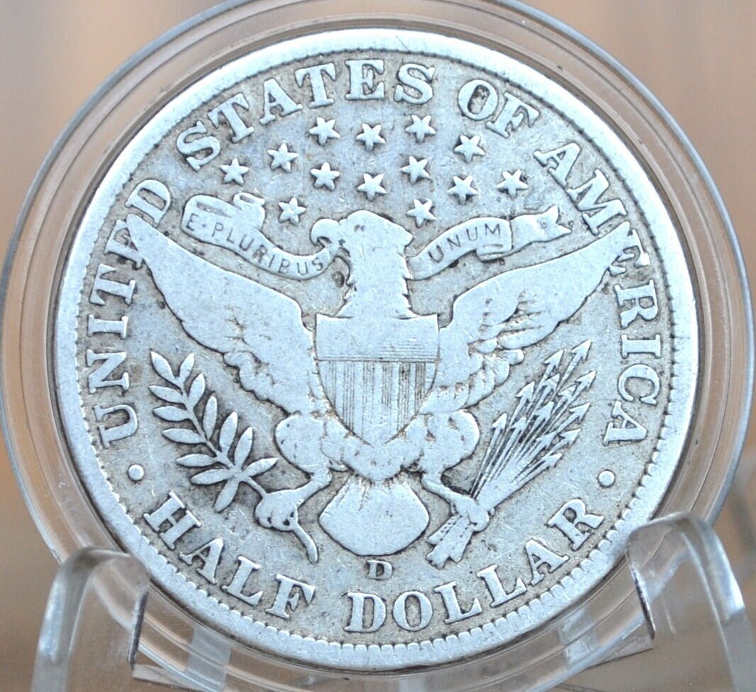 1908-D Barber Half Dollar - Choose by Grade / Condition - Denver Mint - 1908 D Barber Silver Half Dollar 1908D Half Dollar 1908 Barber Half