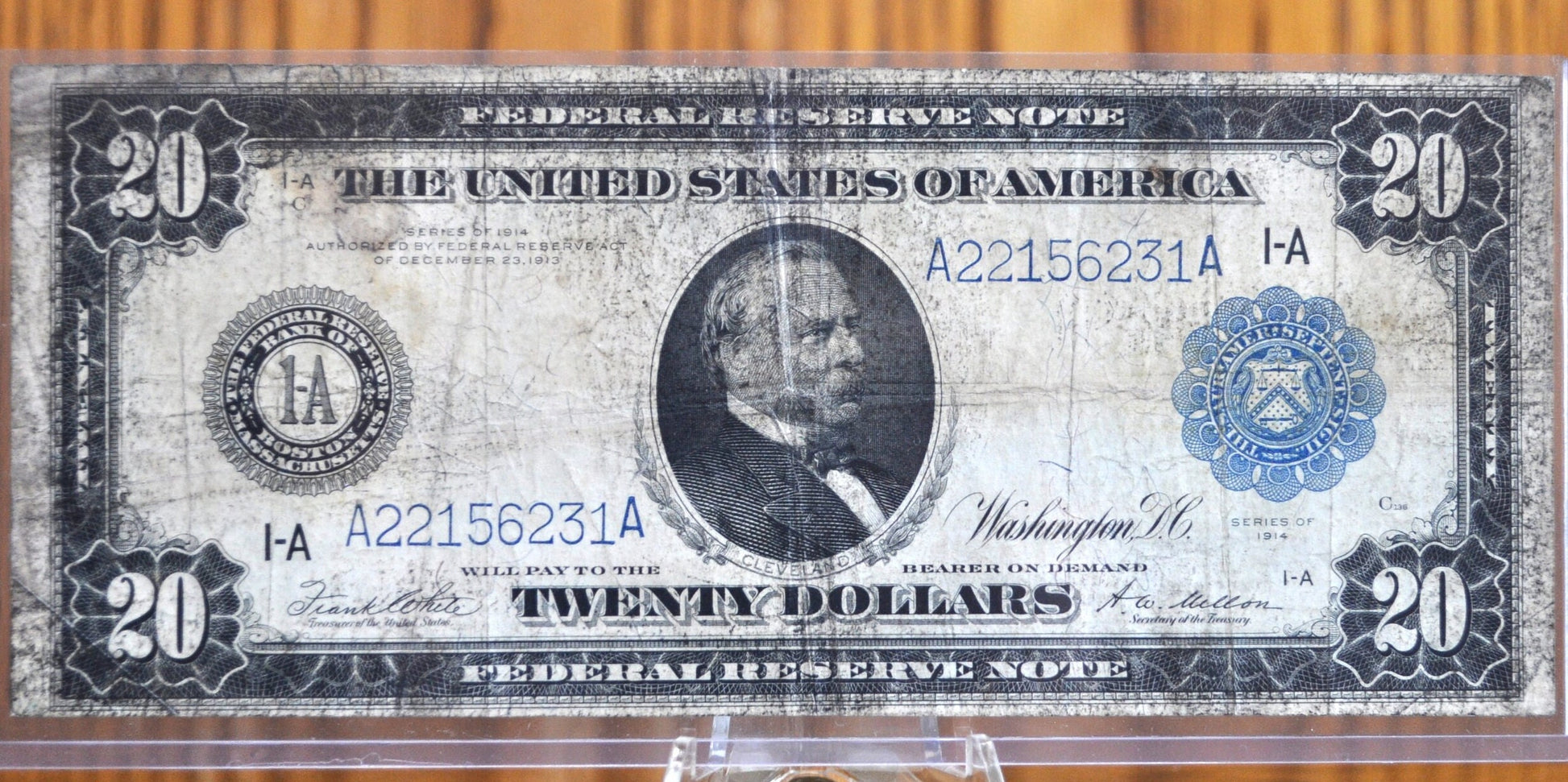 1914 20 Dollar Federal Reserve Note Large Size Fr#967 - VF (Very Fine) - Philadelphia 1914 Twenty Dollar Bill 1914 Fr967 / Fr.967