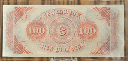 1800s N.D. New Orleans Canal Bank 100 Dollar Banknote - Louisiana Obsolete Currency - 1800s Unsigned One Hundred Dollar New Orleans Banknote