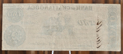 1863 Bank of Chattanooga 2 Dollar Civil War Era Banknote - Tennessee Obsolete Currency - Confederate Currency - 1863 Two Dollar TN Banknote