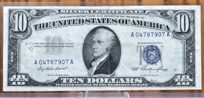 1953 Blue Seal 10 Dollar Silver Certificate Fr#1706- Choice AU Grade / Condition - 1953 Ten Dollar Silver Certificate