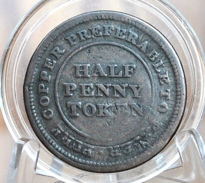 1813 Nova Scotia Half Penny Token Trade & Navigation, Counterstamped CHL - 1/2 Penny Token Canada 1813 - 1813 Nova Scotia Token