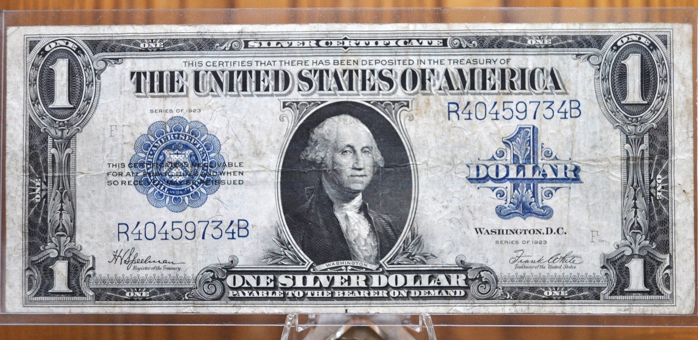 1923 Silver Certificate Horseblanket Note 1 Dollar Bill -Blue Seal