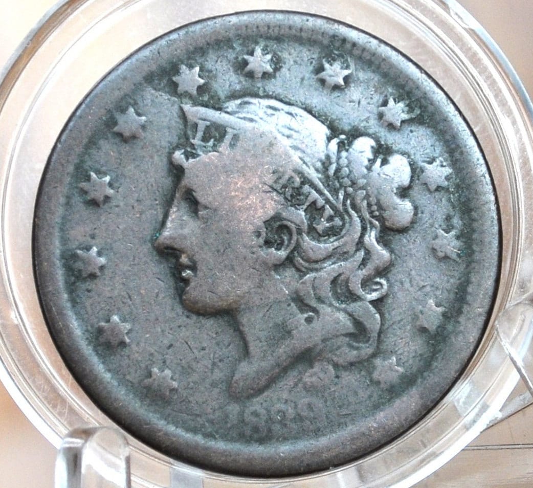 1839 Large Cent - Very Fine Details - 1839 US 1 Cent - 1839 One Cent - Matron Head Modified 1835 to 1839 Young Head