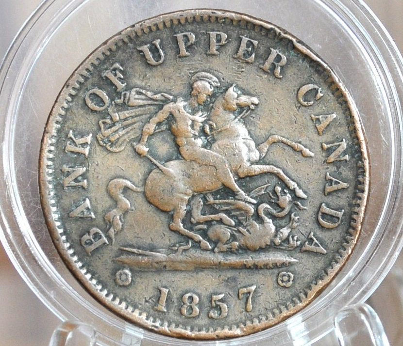 1857 Bank of Upper Canada One Penny - 1 Penny Bank Token - Great Detail - 1857 Bank Token One Penny - 1857 Canadian Large Cent