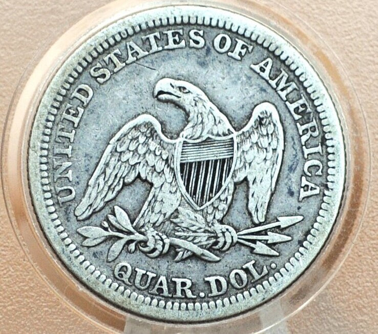 1845 Seated Liberty Quarter, VF30+, 1845 Silver Quarter 1845 Liberty Seated Quarter; Historic Coin Type, Great Collection Addition