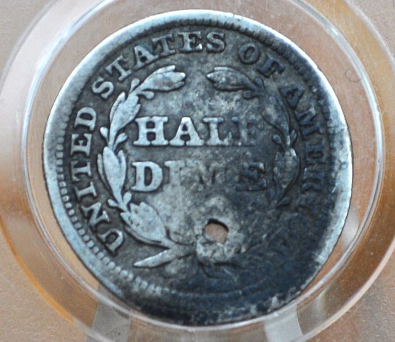 1853 Half Dime - Damaged but Great Detail - 1853 Seated Liberty Half Dime - Early American Coin - 1853 Silver Half Dime Liberty Seated