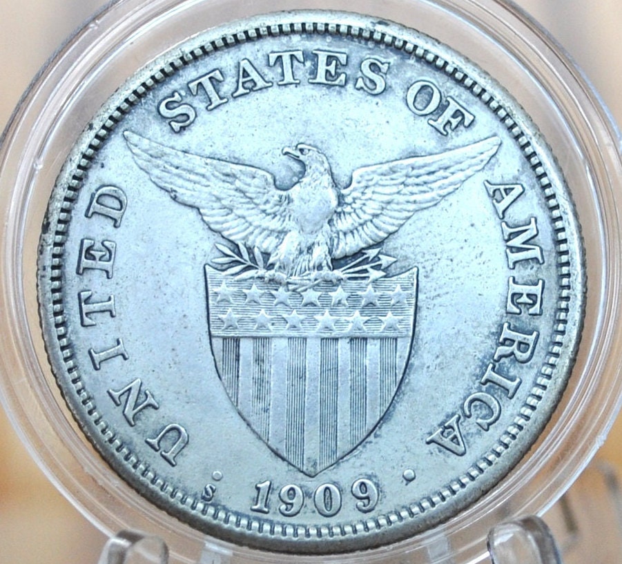 1909-S Philippines Silver One Peso - Great Condition, XF+ - 1909