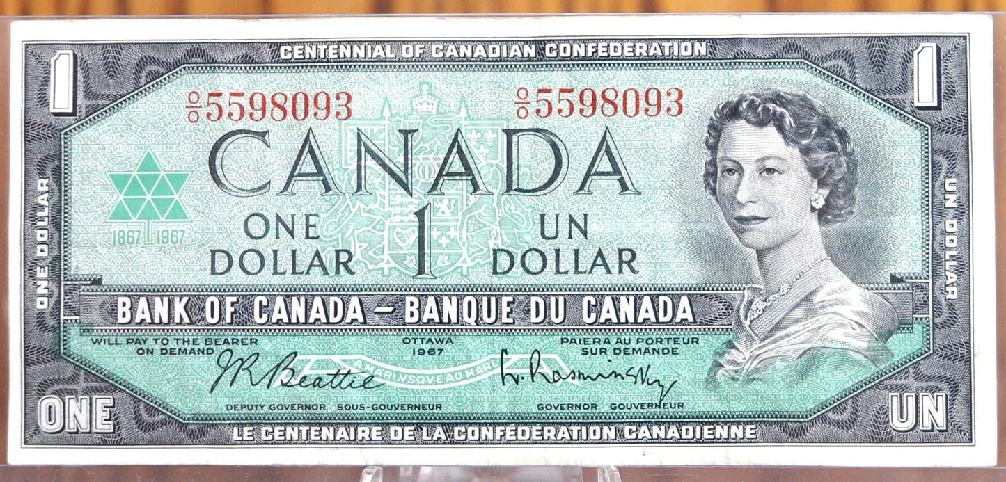 1967 Canadian 1 Dollar Banknote - XF to Uncirculated Grades / Conditions - 1967 1 Dollar Note Canada 1967 - Uncirculated