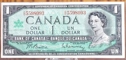 1967 Canadian 1 Dollar Banknote - XF to Uncirculated Grades / Conditions - 1967 1 Dollar Note Canada 1967 - Uncirculated
