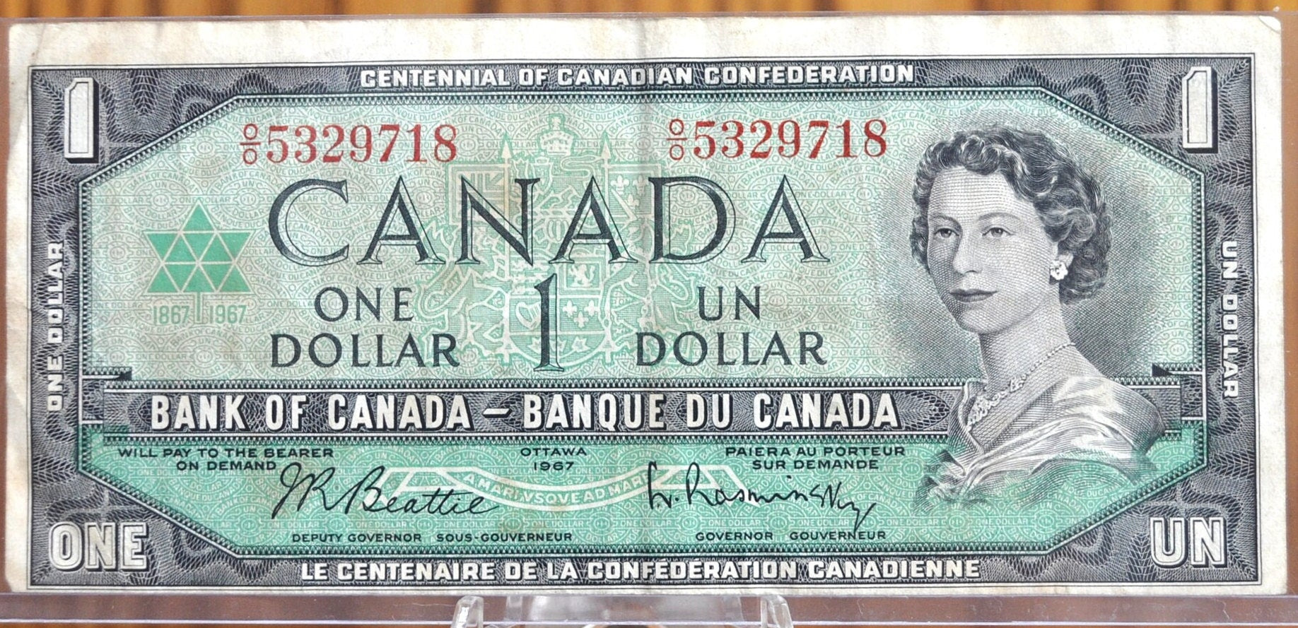 1967 Canadian 1 Dollar Banknote - XF to Uncirculated Grades / Conditions - 1967 1 Dollar Note Canada 1967 - Uncirculated