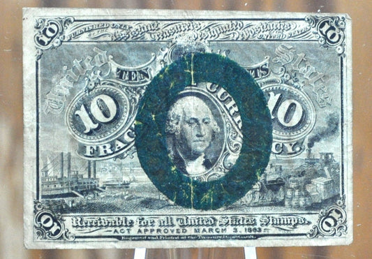 2nd Issue 10 Cent Fractional Note Fr#1246 - Very Fine - "18-63" and "S" on reverse, rarer variety - Second Issue Fractional Note Ten Cent