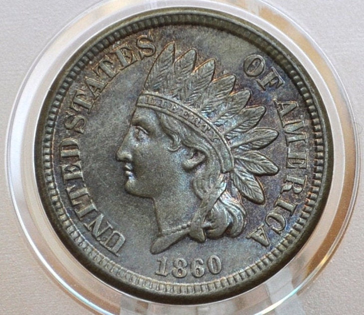 1860 Indian Head Penny - MS64 Choice Uncirculated, Superior Eye Appeal & Color - Round Bust - Prooflike Fields - 1860 Cent Indian Head 1860