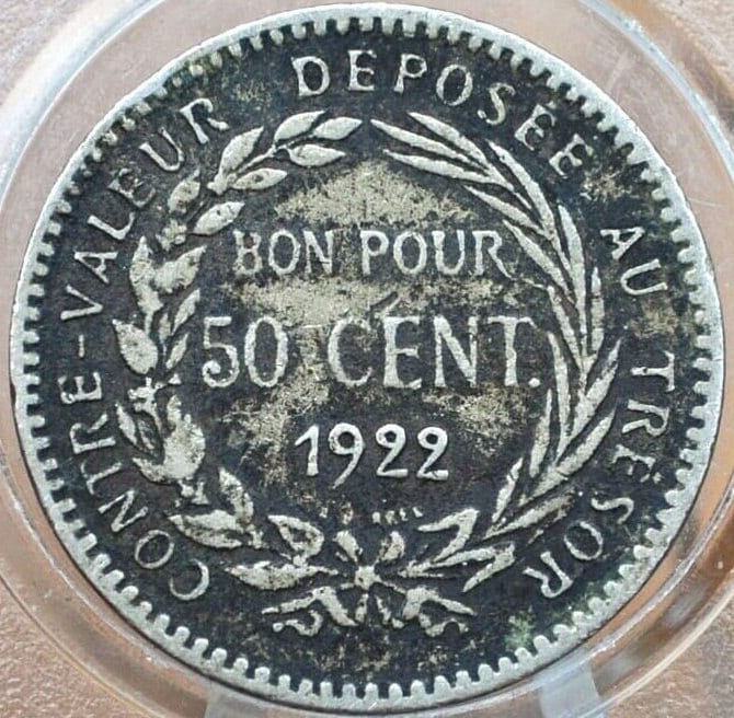 1900 French Martinique 50 Cents - F/VF Condition, RARE Coin, Low Mintage