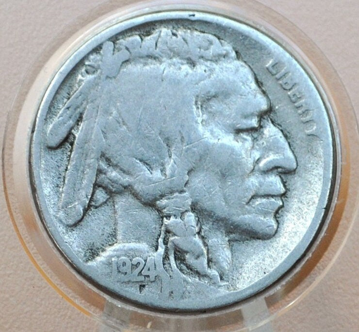 1924-S Buffalo Nickel - Fine Grade / Condition; Key Date - S Mint 1924 Nickel Indian Head Nickel 1924 S - Rare Coin, Low Mintage