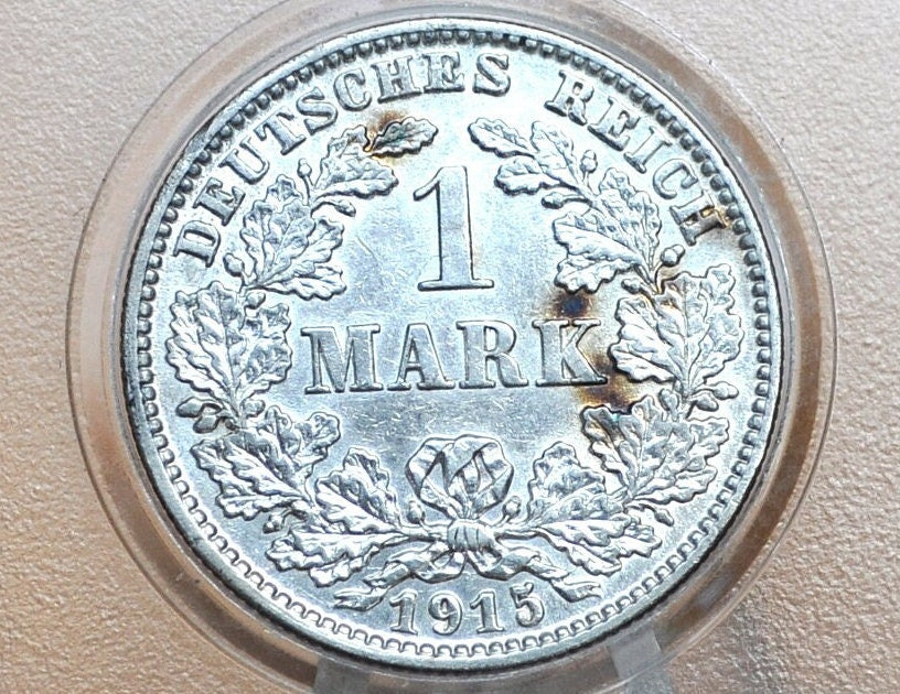 Silver 1915 J Variation 1 Mark - Uncirculated, Cleaned - Germany Empire