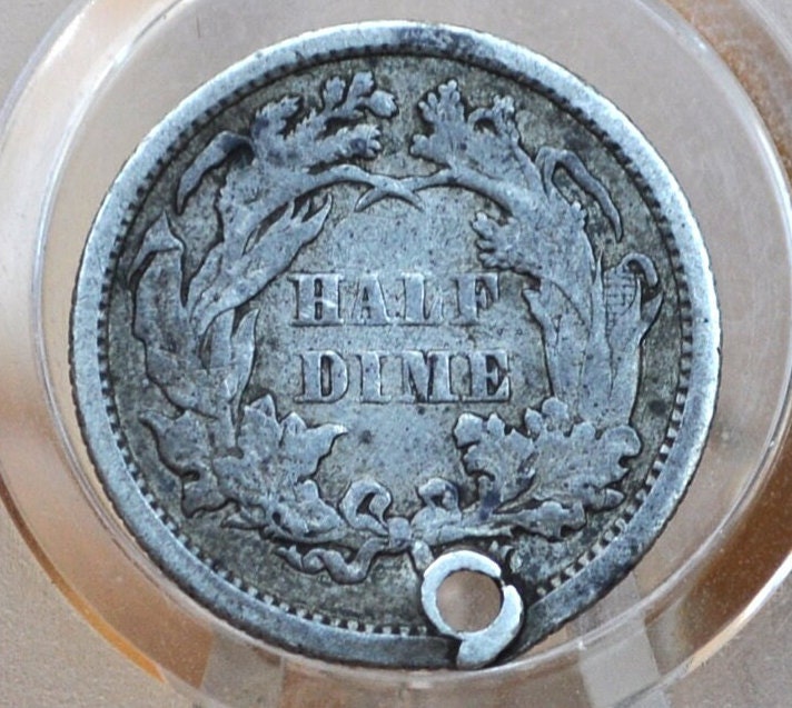 1873 Half Dime - Damaged but Great Detail - 1873 Seated Liberty Half Dime - Early American Coin - 1873 Silver Half Dime Liberty Seated