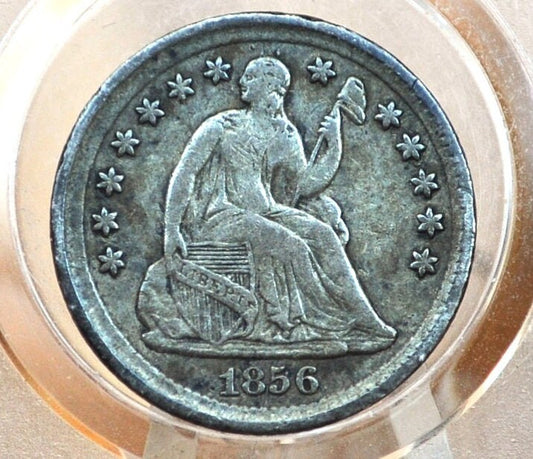 1856 Half Dime - XF (Extremely Fine); Great Coin, 1856 Seated Liberty Half Dime - Early American Coin - 1856 Silver Half Dime Liberty Seated