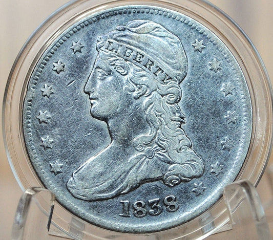 1838 Capped Bust Half Dollar - XF, Cleaned; Great Detail - 1838 Half Dollar US Half Dollar 1838 Early American Coin