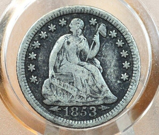 1853 Half Dime - Fine - 1853 Seated Liberty Half Dime - Early American Coin - 1853 Silver Half Dime Liberty Seated
