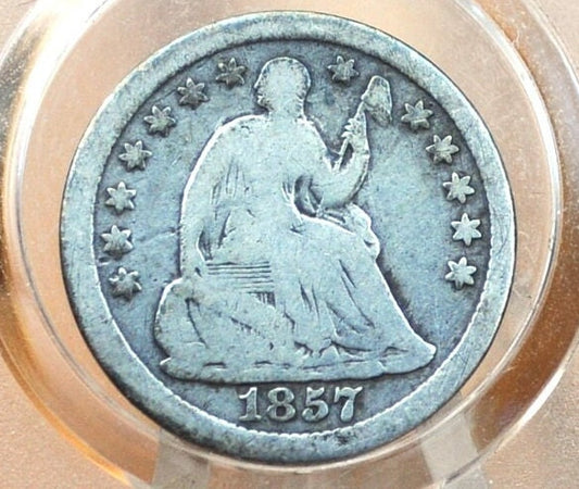 1857 Half Dime - Good+ - 1857 Seated Liberty Half Dime - Early American Coin - 1857 Silver Half Dime Liberty Seated