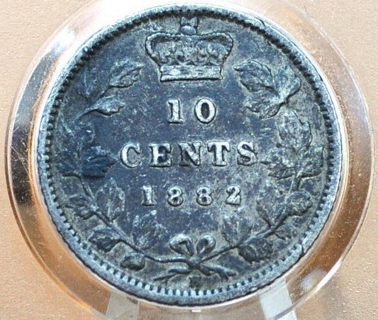 1882 Canadian Ten Cent - VF (Very Fine) Grade / Condition - 10 Cent Canada 1882 10 Cent Silver - Queen Victoria, Low Mintage Coin