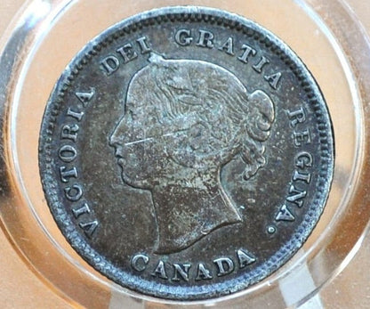 1892 Canadian Silver 5 Cent Coin - VF - Queen Victoria - Canada 5 Cent Sterling Silver 1892 Canada