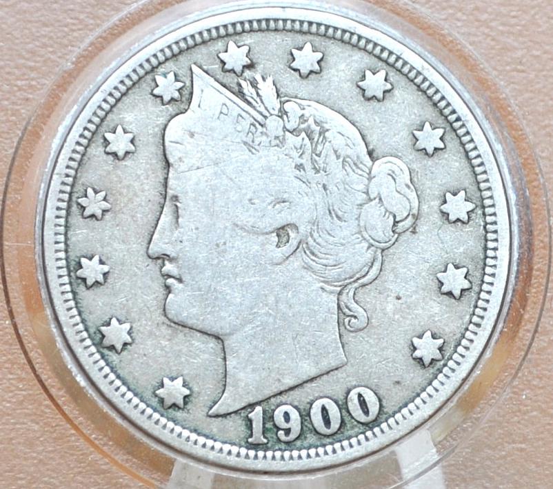 1900 Liberty Head Nickel - Choose by Grade / Condition - V Nickel 1900 - Barber Design - Old, Collectible US Coin