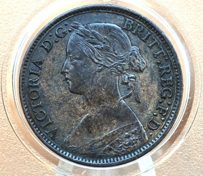 1860 Farthing Great Britain - Choice AU, Beautiful Coin - UK Farthing 1860 - Queen Victoria Young Head - Bronze