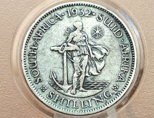 1932 South Africa 1 Shillings - XF - 80% Silver - One Shilling Coin 1932 UK Issue South Africa