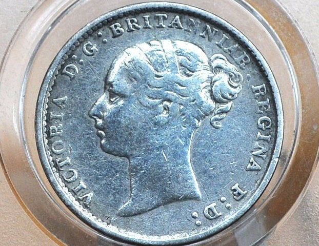 1881 Threepence Great Britain 3 Pence Silver - VF (Very Fine) Condition, Great Detail - Queen Victoria - UK 3 Pence Silver 1881