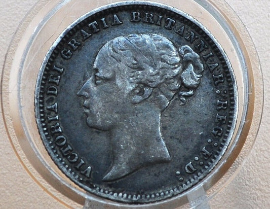 1875 Sixpence Great Britain - Dye 43 - XF Details, Silver - Queen Victoria Young Head - Sterling Silver 6 Pence