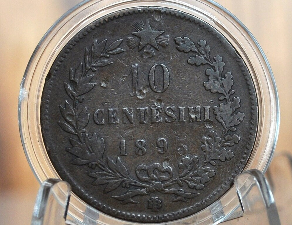 1895M Italian 10 Centesimi - Great Condition - 1895 10 Cent Coin Italy - Umberto I - Copper