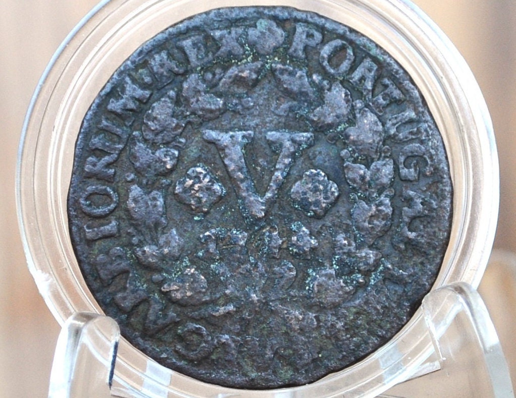 1744 Portuguese 5 Reis Portugal - Large Old Copper Coin - Republica Portugesa Five Reis XX Reis 1744 - Old Portuguese Coin