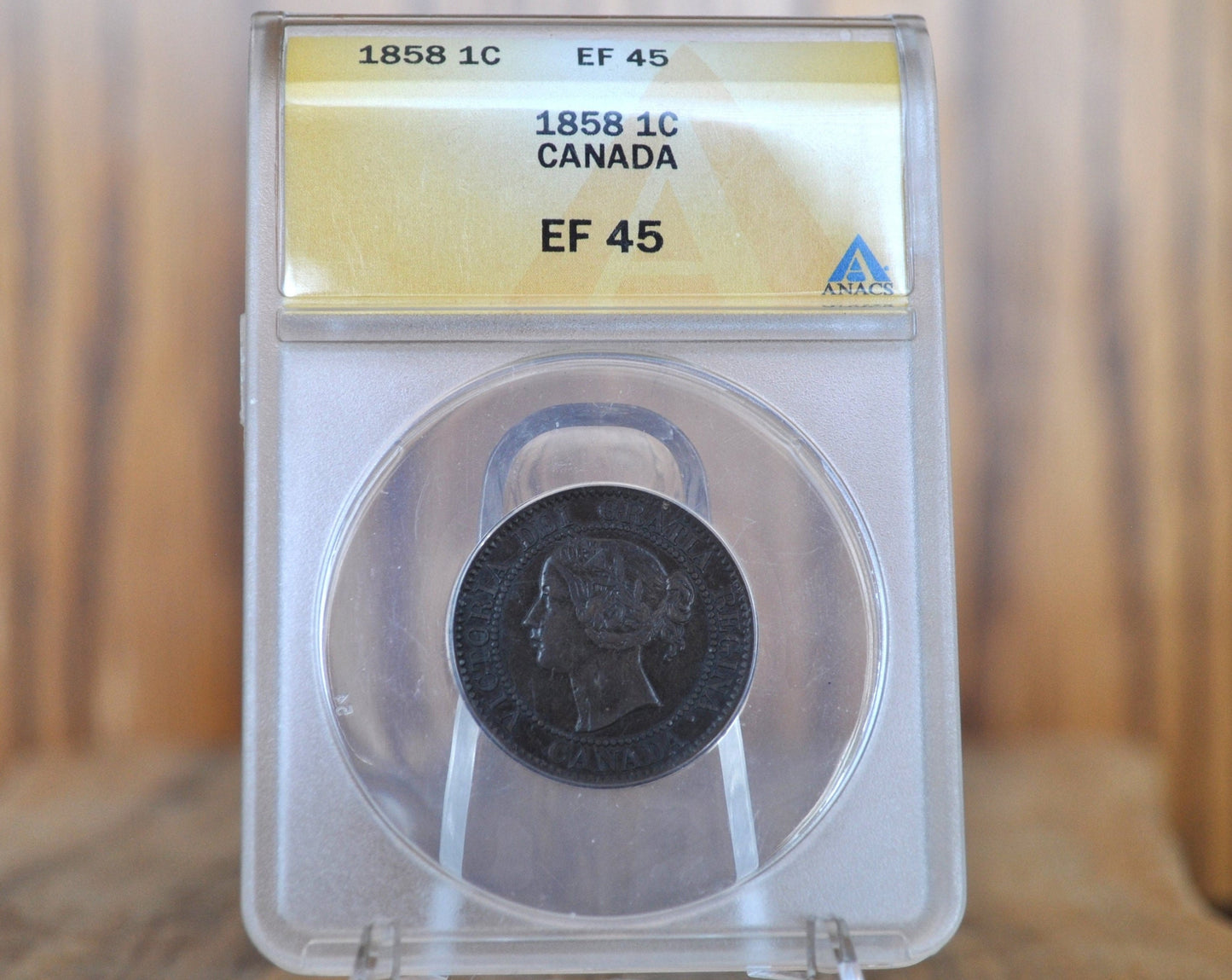 1858 Canadian Cent XF45 Grade, ANACS Certified - 1858 Canada One Cent - 1858 1 Penny Canada - Rare Date, High Grade, Canada Key Date Penny