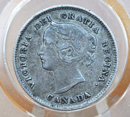 1901 Canadian Silver 5 Cent Coin - XF (Extremely Fine) - Queen Victoria - Canada 5 Cent Sterling Silver 1901 Canada - Lower Mintage