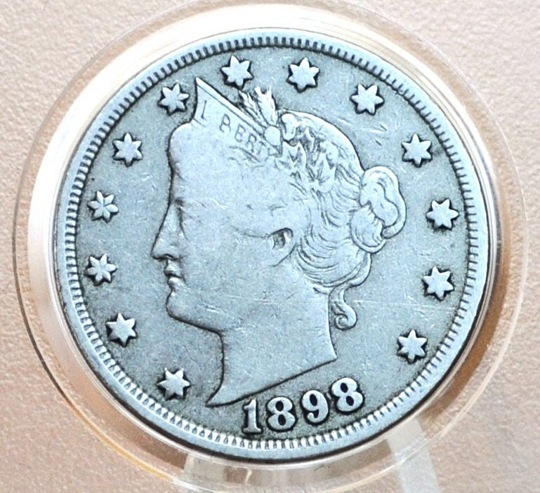 1898 V Nickel - VG-VF (Very Good to Very Fine) Choose by Grade - 1898 Liberty Head Nickel - Philadelphia Mint Better Date Nickel Collection