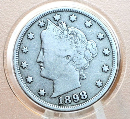 1898 V Nickel - VG-VF (Very Good to Very Fine) Choose by Grade - 1898 Liberty Head Nickel - Philadelphia Mint Better Date Nickel Collection