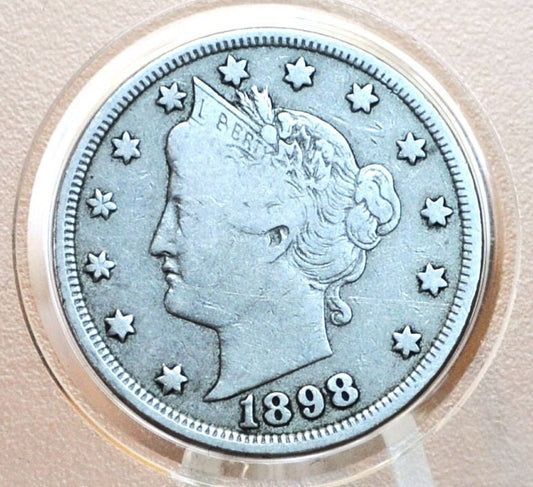 1898 V Nickel - VG-VF (Very Good to Very Fine) Choose by Grade - 1898 Liberty Head Nickel - Philadelphia Mint Better Date Nickel Collection