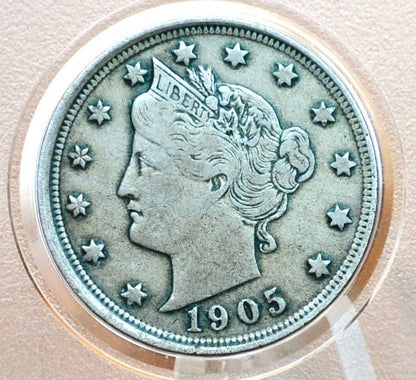 1905 V Nickel - 1905 Liberty Head Nickel - VG (Very Good) Condition - Liberty Nickel - 1905 Nickel Barber Design - Collectible, Jewelry