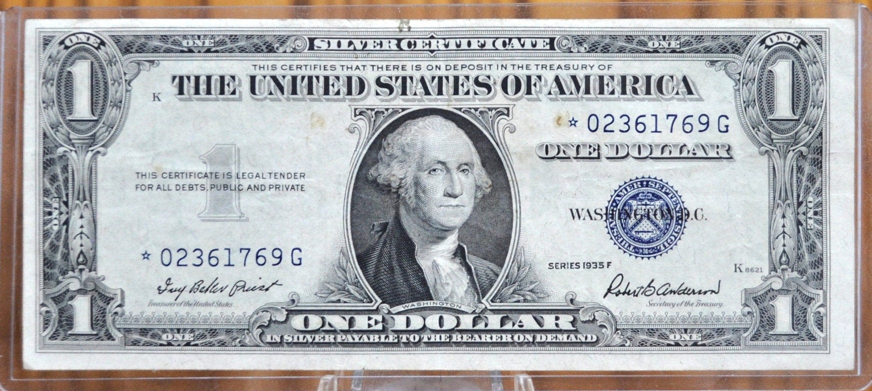 1935-F Silver Certificate Star Note - XF (Extremely Fine) - Silver Cert 1935 F Star Note - Fr#1615*, 1935F* Silver Cert, Rare Star Note