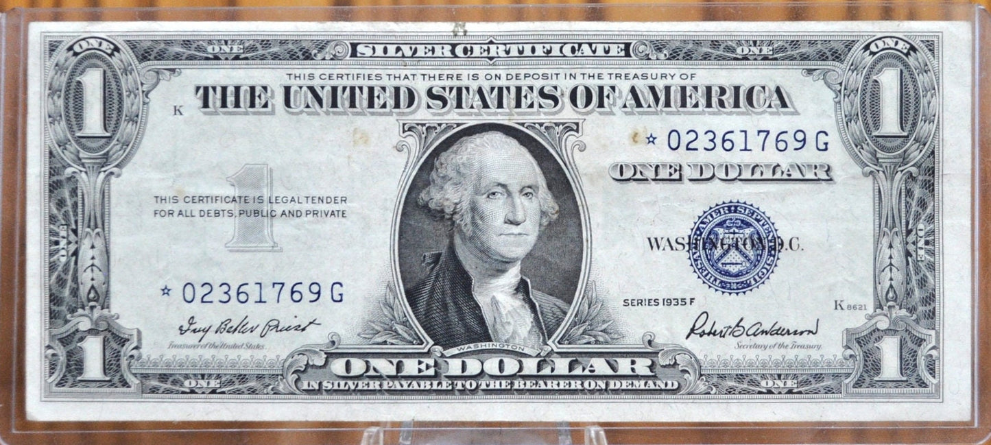 1935-F Silver Certificate 1 Dollar Star Note - Choice of Grade/Condition - *-F Block - 1935F Blue Seal Star Replacement Note - Fr. 1615*