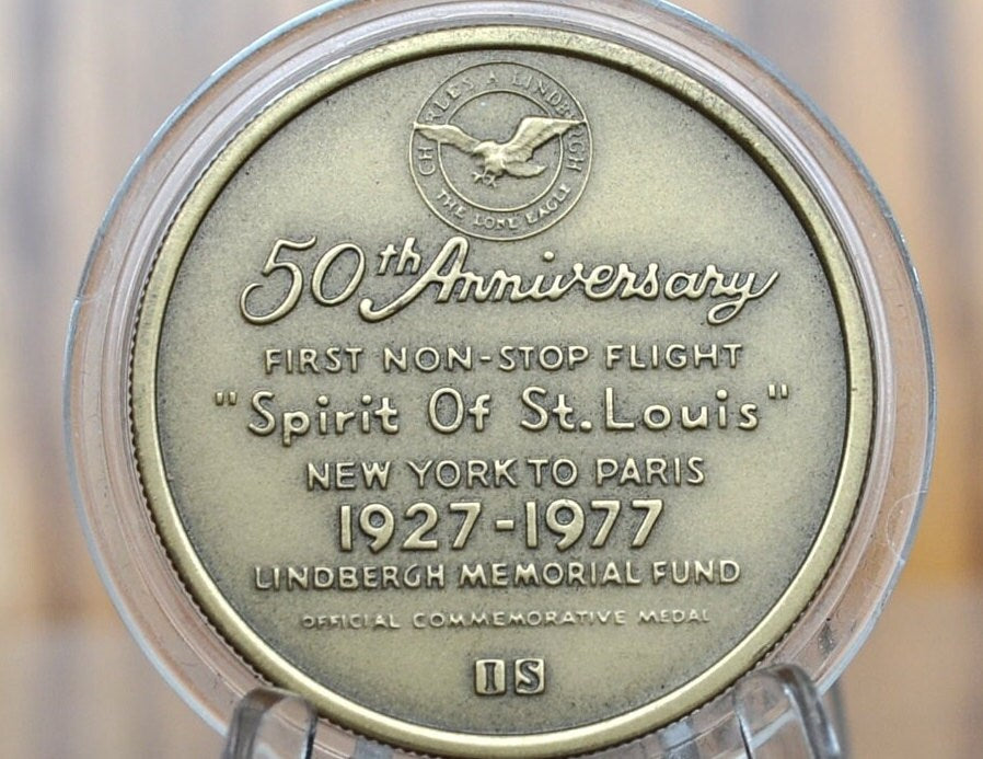 1977 Charles A. Lindbergh Spirit of St. Louis 50th Anniversary Medal - New York to Paris, 1927