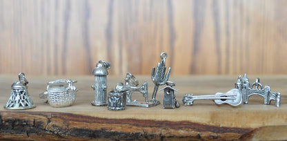 Vintage Sterling Silver Charms! Choice of Charm! Bracelet Charms, Travel Charms, Working Charms, Baseball, Stein, Eifel Tower, + many more!