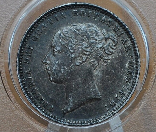 1875 Sixpence Great Britain, Die 18 - Choice AU - Die Crack on Bust - UK 6 Pence 1871 Sterling Silver Six Pence 1871, Unique Coin, Beautiful