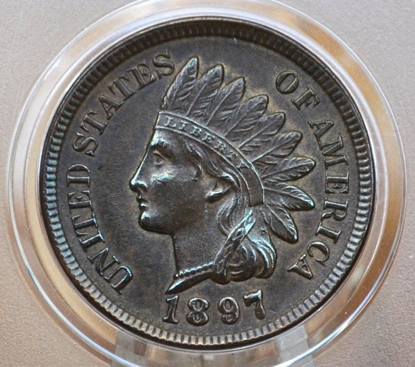 1897 Indian Head Penny - VG to F (Very Good to Fine) Condition - Good Date - Indian Head Cent 1897 - 1897 Penny