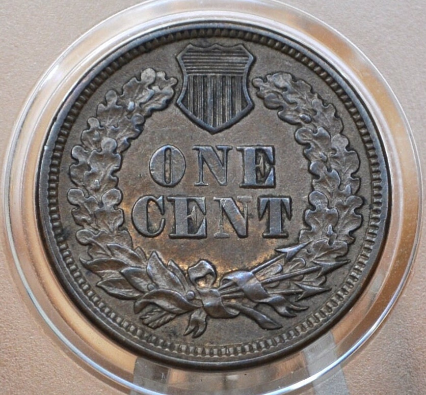 1864-L Indian Head Penny Bronze - About Uncirculated (AU50+) Grade / Condition - 1864 L Cent - Bronze Variety, L - Rare Variety