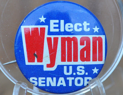 1974 New Hampshire Louis Wyman Senator Campaign Vintage Button - Elect Wyman U.S. Senator -